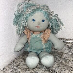 Playskool Grandmas Marshmallow Babies Doll Blue Yarn 16" Stuffed Plush 1986‎ P2